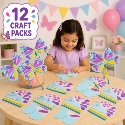 Flapping Butterfly Straw Craft Kit-12Pk